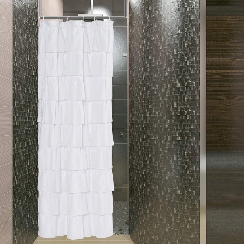 WestWeir Ruffle Shower Curtain,36-inches Wide Stall,White Ruffled Bath Curtains for Bathroom,Fabric Farmhouse Decor,Soft Touch Decorative Cloth Texture,(72 inch Long,1 Panel) - Image 5
